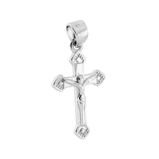 Ciondolo Croce con Cristo in ARGENTO 925 Galvanica Rodio