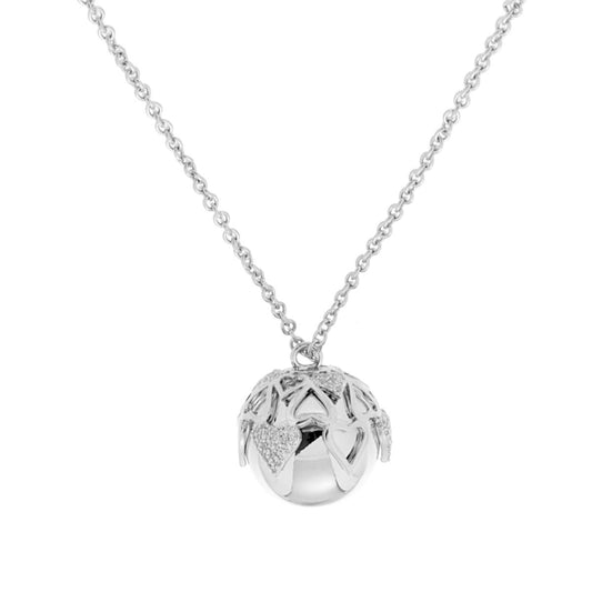 Collana Catena Forzatina con Chiama Angeli con Cuori e Cubic Zirconia Bianchi in ACCIAIO