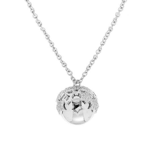 Collana Catena Forzatina con Chiama Angeli con Stelle e Cubic Zirconia Bianchi in ACCIAIO