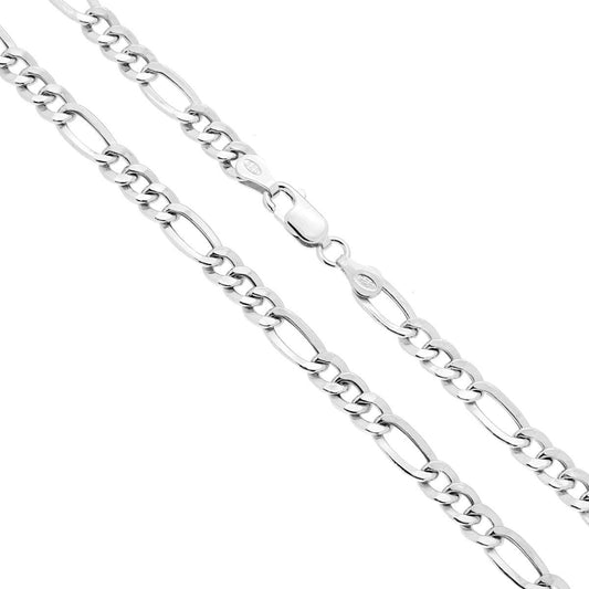 Catena Figaro Alternata 3+1 Piatta e Vuota 120 sezione mm 5.2 lunghezza cm 60 in ARGENTO 925