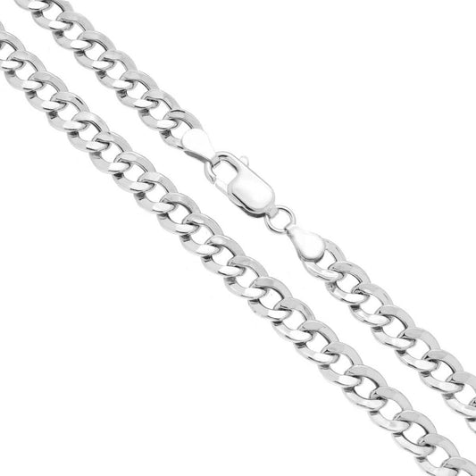 Catena Grumetta Piatta Vuota 140 sezione mm 6 lunghezza cm 55 in ARGENTO 925 Galvanica Rodio
