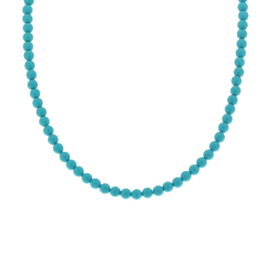 Collana Turchese mm 4 in vetro perlato con filo e chiusura in ARGENTO 925 Galvanica Oro