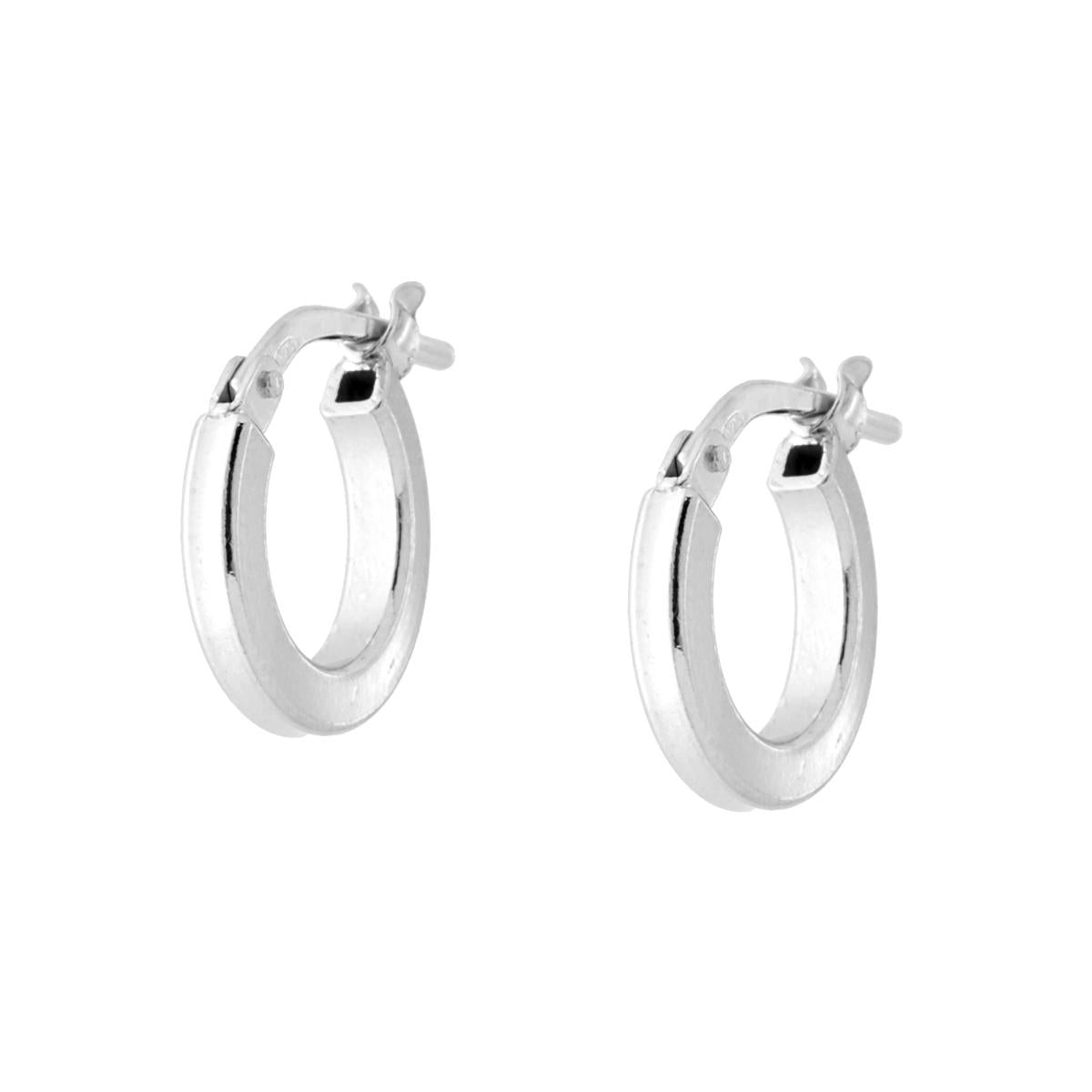 Orecchini Cerchio Liscio mm 12 sezione canna quadrata mm 2 in ARGENTO 925 Galvanica Platino