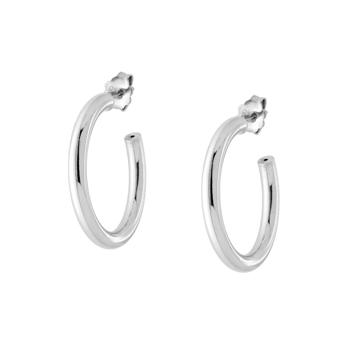 Orecchini Cerchio Liscio mm 26 sezione canna mm 3 in ARGENTO 925 Galvanica Platino