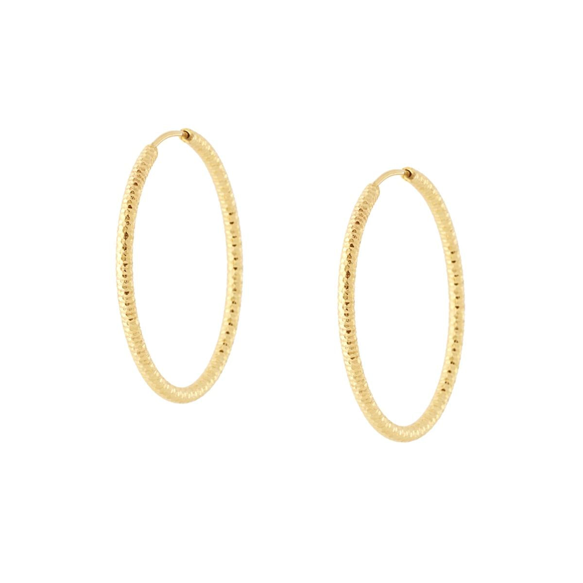 Orecchini Cerchio Diamantato mm 26 sezione canna mm 1,6 in ARGENTO 925 Galvanica Oro