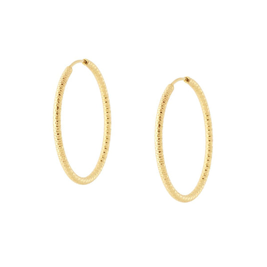 Orecchini Cerchio Diamantato mm 26 sezione canna mm 1,6 in ARGENTO 925 Galvanica Oro