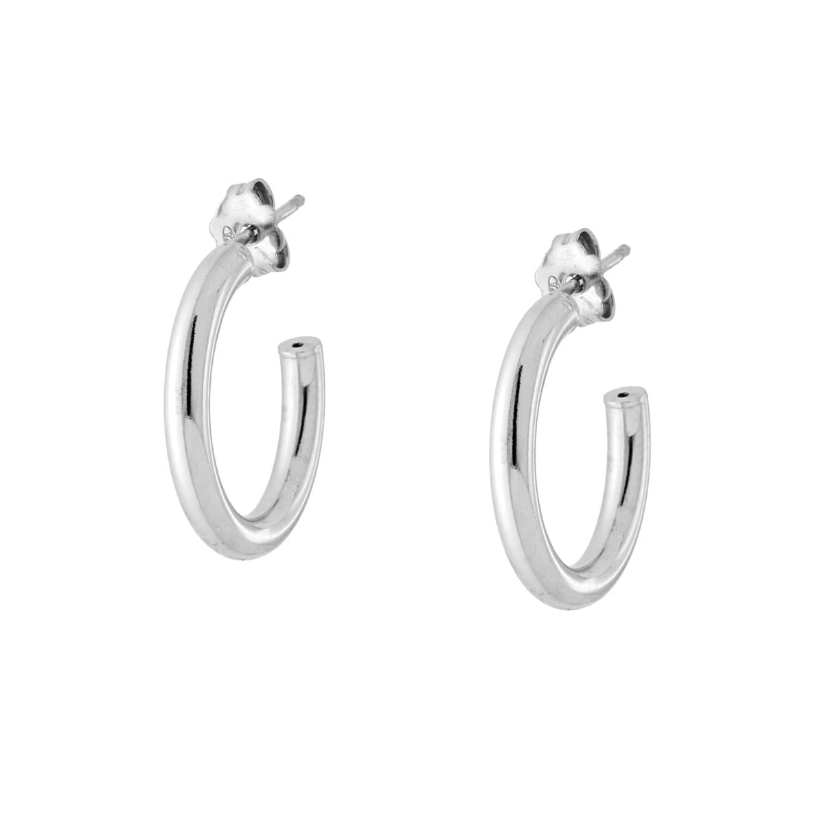 Orecchini Cerchio Liscio mm 21 sezione canna mm 3 in ARGENTO 925 Galvanica Rodio