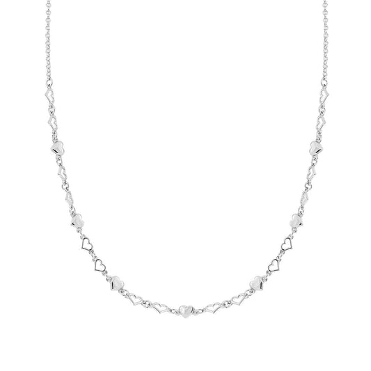 Collana Catena Rolo Diamantata con Cuori in ARGENTO 925 Galvanica Rodio