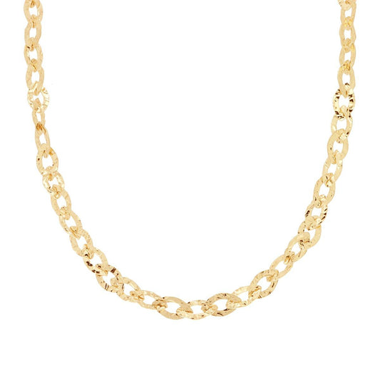 Collana Catena Ovale martellata in ARGENTO 925 Galvanica Oro
