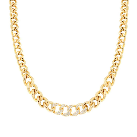 Collana Catena Grumetta degrade con Cubic Zirconia Bianchi in ARGENTO 925 Galvanica Oro