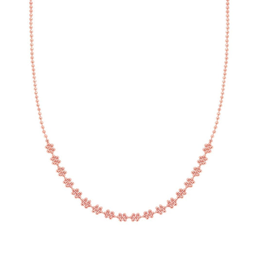 Collana Catena Palline Diamantate con Fiori in ARGENTO 925 Galvanica Rosa
