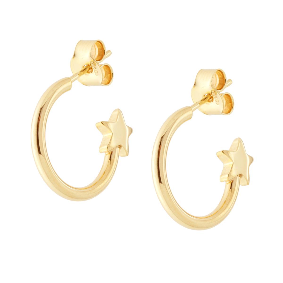 Orecchini Cerchio con Stella in ARGENTO 925 Galvanica Oro
