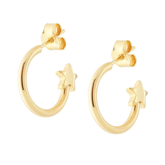 Orecchini Cerchio con Stella in ARGENTO 925 Galvanica Oro
