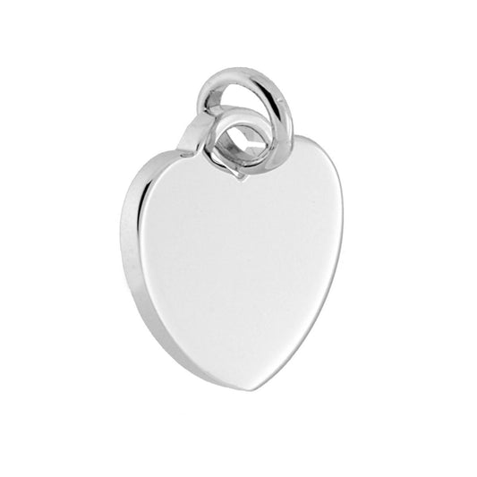 Ciondolo Piastrina Medaglietta Cuore mm 15 in ARGENTO 925 Galvanica Rodio