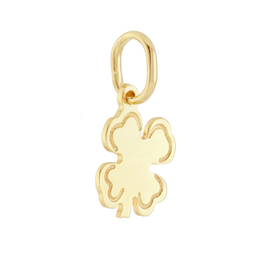 Ciondolo Medaglietta Quadrifoglio mm 12 in ARGENTO 925 Galvanica Oro