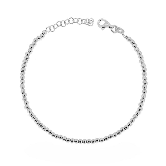 Bracciale Palline Sfera lisce mm 2,5 in ARGENTO 925 Galvanica Rodio