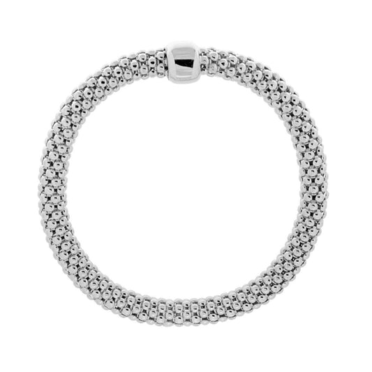 Bracciale Elastico a maglia Coreana mm 7 in ARGENTO 925 Galvanica Rodio