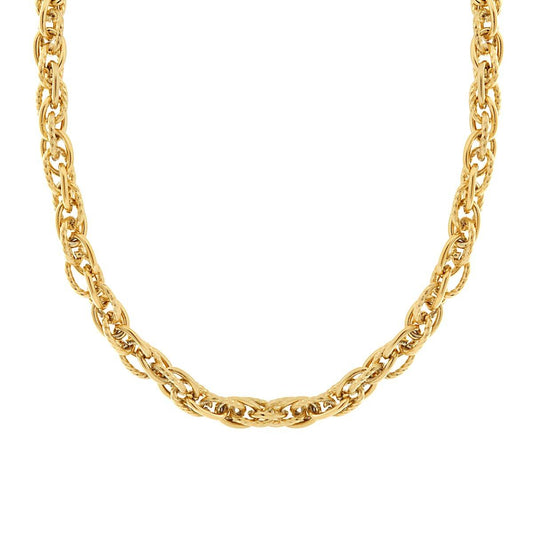 Collana Catena Falsacorda Ritorta e Liscia in ACCIAIO colore Oro