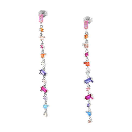 Orecchini pendenti con Cubic Zirconia Multicolor in ARGENTO 925 Galvanica Rodio