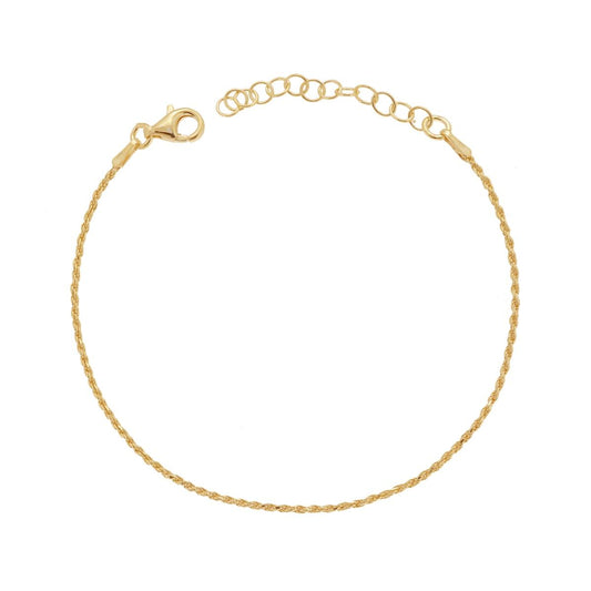Bracciale Catena Corda Diamantata 025 sezione mm 1,20 lunghezza cm 16+3 in ARGENTO 925 Galvanica Oro