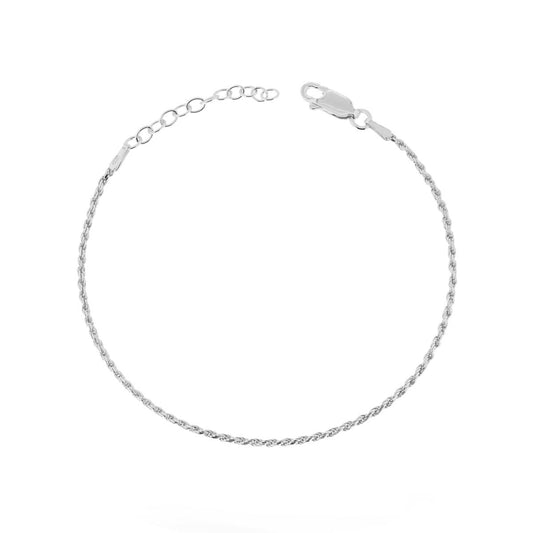 Bracciale Catena Corda Diamantata 030 sezione mm 1,50 lunghezza cm 16+3 in ARGENTO 925
