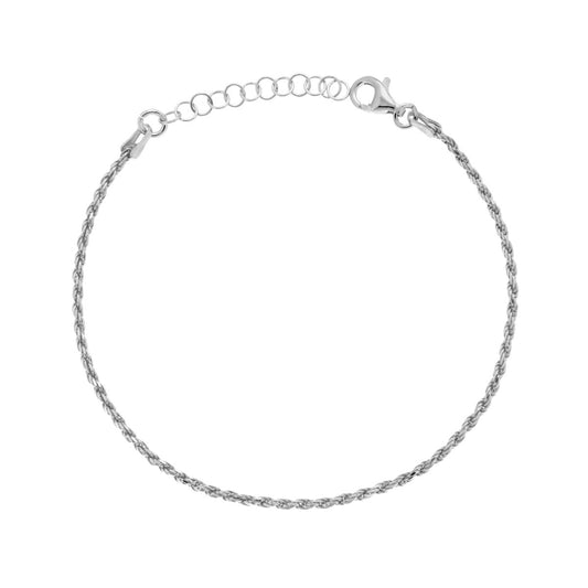 Bracciale Catena Corda Diamantata 035 sezione mm 1,65 lunghezza cm 16+3 in ARGENTO 925 Galvanica Rodio