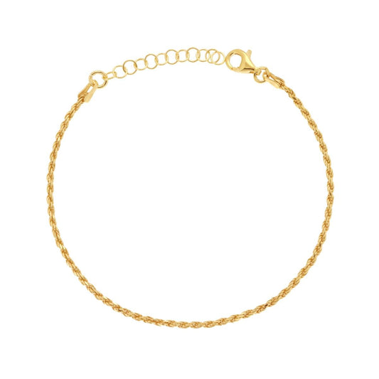 Bracciale Catena Corda Diamantata 035 sezione mm 1,65 lunghezza cm 16+3 in ARGENTO 925 Galvanica Oro