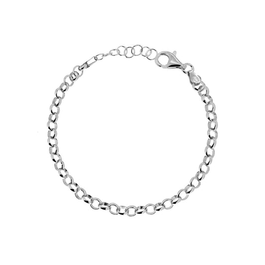 Bracciale Catena Rolo 080 sezione mm 5 in ARGENTO 925 Galvanica Rodio
