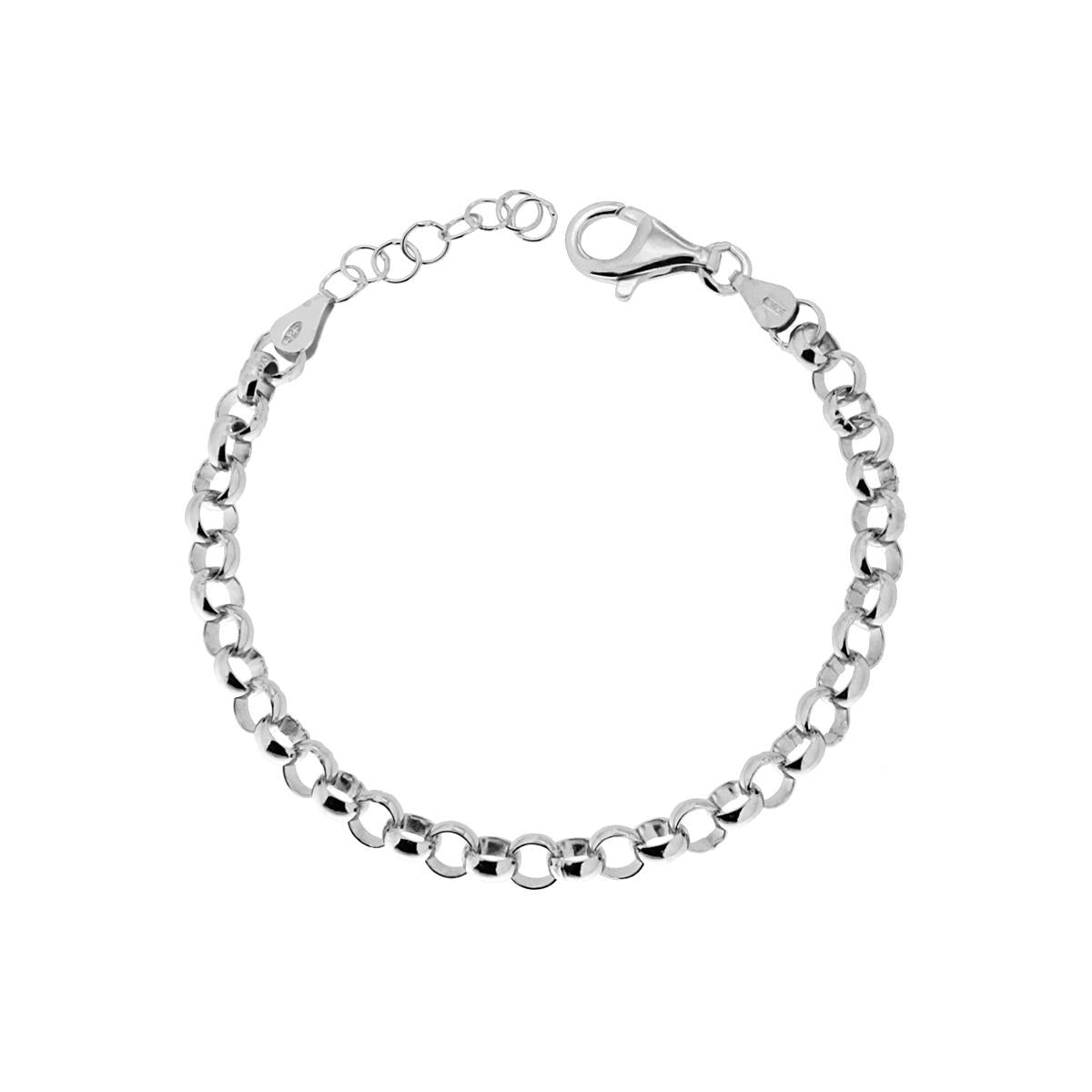 Bracciale Catena Rolo 100 sezione mm 5,7 in ARGENTO 925 Galvanica Rodio