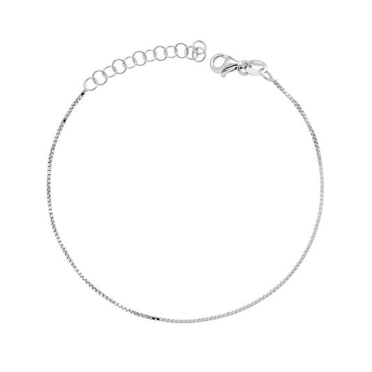 Bracciale Catena Veneziana Diamantata 015 sezione mm 0.8 in ARGENTO 925 Galvanica Rodio