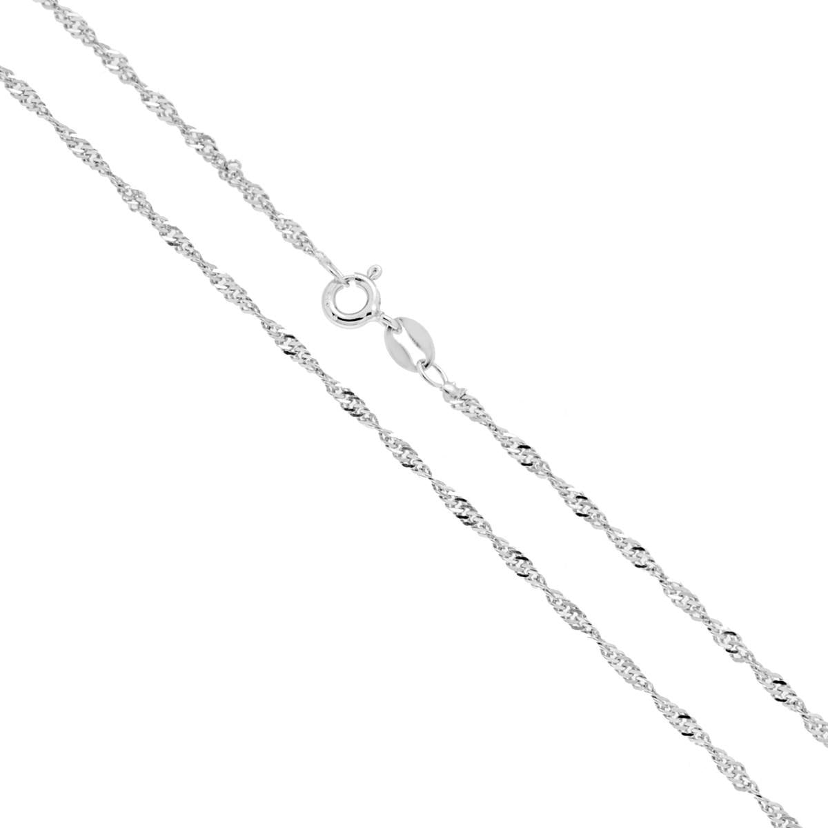 Catena Singapore 030 sezione mm 1.8 lunghezza cm 40 in ARGENTO 925 Galvanica Rodio