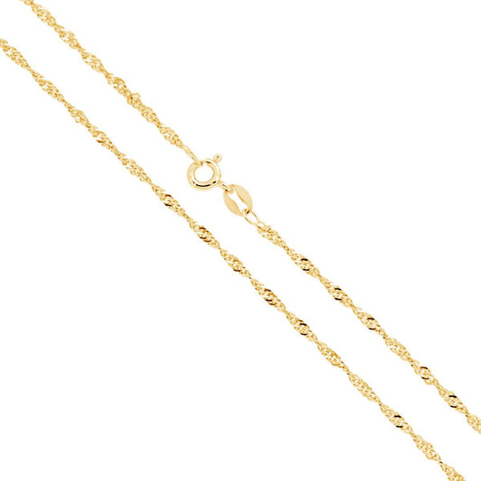 Catena Singapore Diamantata cm 40 sezione mm 1.9 lunghezza 40 cm in ARGENTO 925 Galvanica Oro