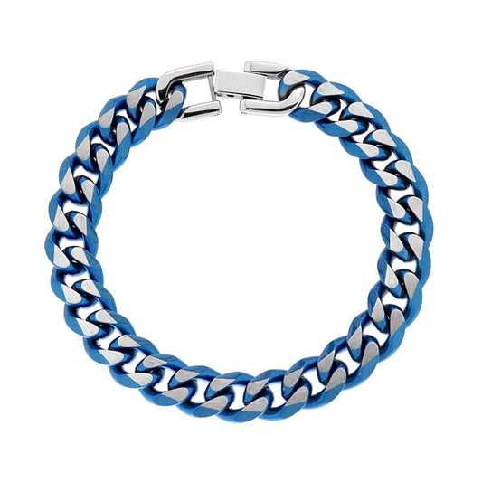 Bracciale Uomo Catena Grumetta mm 10.5 colore Blu in ACCIAIO