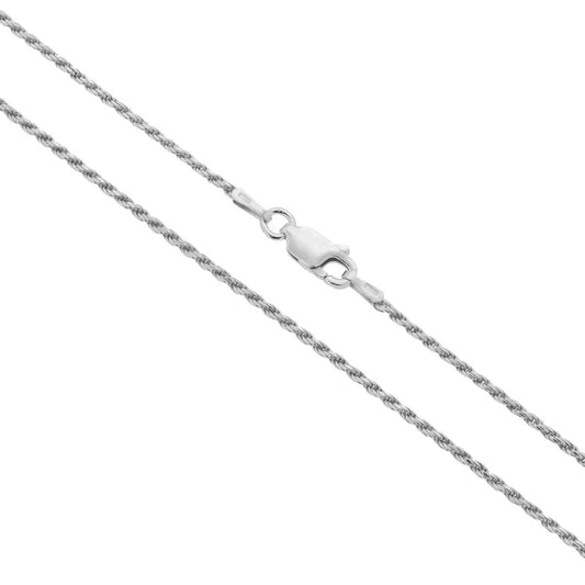 Catena Corda Diamantata 030 sezione mm 1.4 lunghezza cm 40 in ARGENTO 925 Galvanica Rodio
