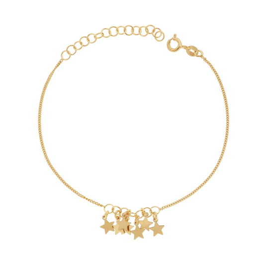 Bracciale Catena Grumetta con Stelle plain pendenti in ARGENTO 925 Galvanica Oro