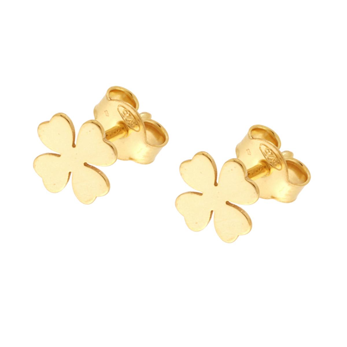 Orecchini Quadrifoglio plain in ARGENTO 925 Galvanica Oro