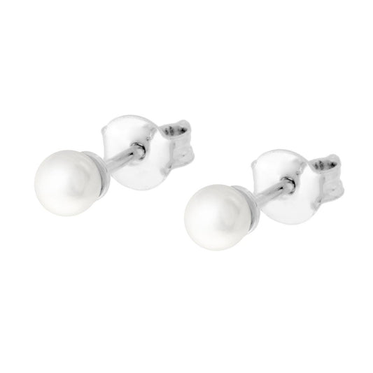 Orecchini Perla mm 4 in ARGENTO 925 Galvanica Rodio