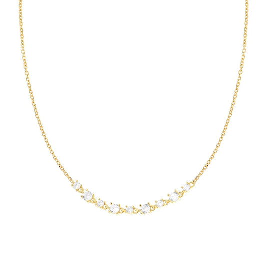 Collana Catena Forzatina Diamantata Cubic Zirconia Bianchi in ARGENTO 925 Galvanica Oro