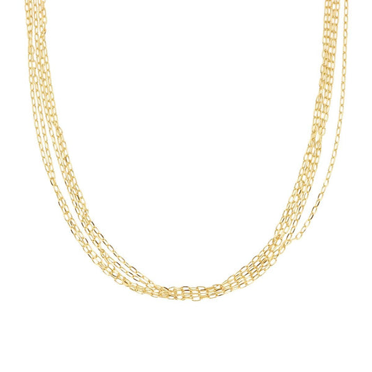 Collana Multifili Catena Forzatina Diamantata in ARGENTO 925 Galvanica Oro