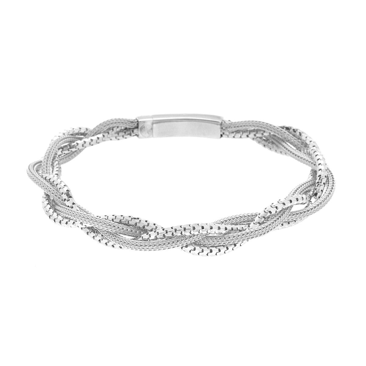Bracciale Torchon Multifilo Catena Calza e Coda di Topo Diamantata in ARGENTO 925 Galvanica Oro