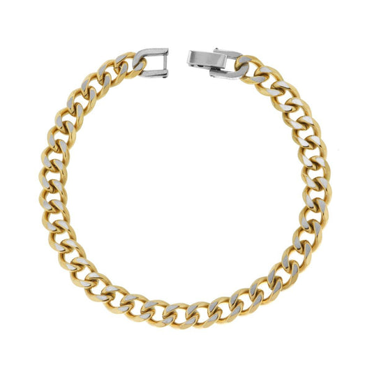 Bracciale Catena Grumetta Diamantata bicolore Oro mm 7 cm 20 in ACCIAIO