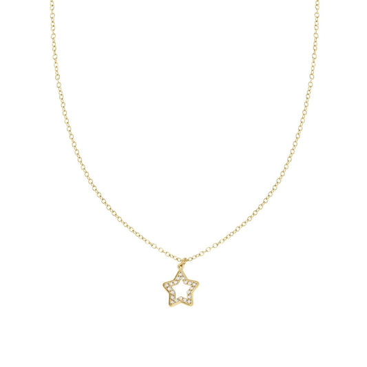 Collana Catena Forzatina con Stella e Crystal Bianchi in ACCIAIO e OTTONE colore Oro