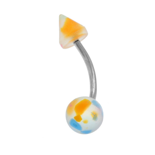 Body Piercing Banana mm 24 con Pallina mm 6 e Spike in PVC Multicolor in ACCIAIO Chirurgico