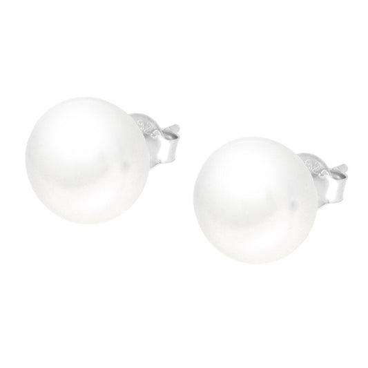 Orecchini Perla di fiume mm 10 in ARGENTO 925 Galvanica Rodio