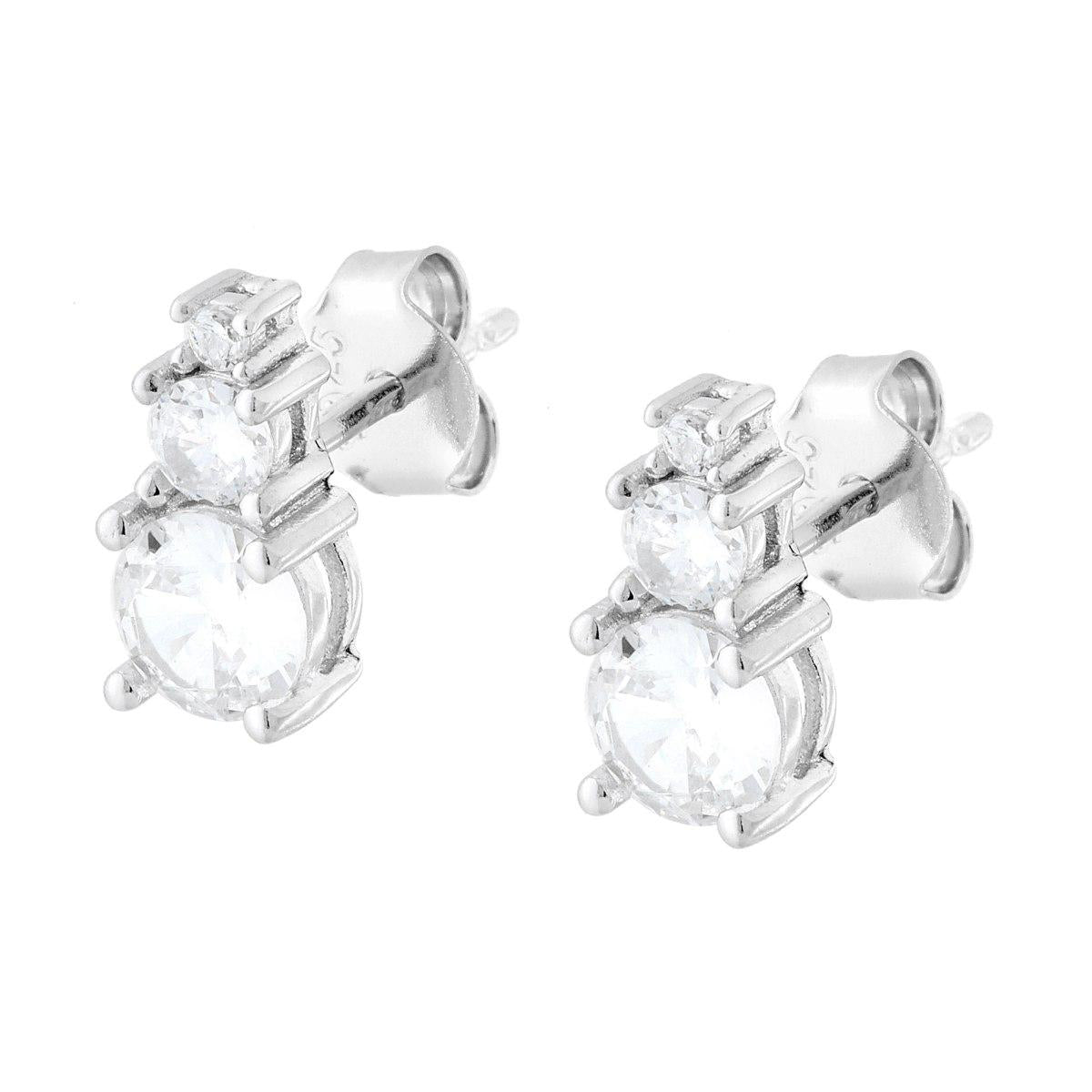 Orecchini Tennis Trilogy Degradè Cubic Zirconia Bianchi in ARGENTO 925 Galvanica Rodio