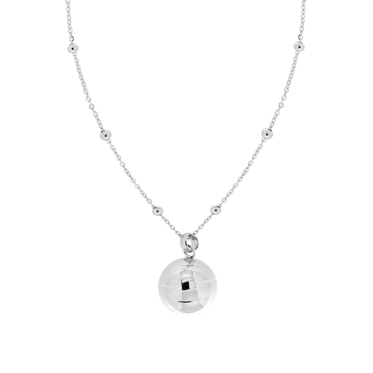 Collana Catena Forzatina Diamantata cm 90 con Palline Chiama Angeli con Sfera Diamantata mm 20 in ACCIAIO e BRONZO