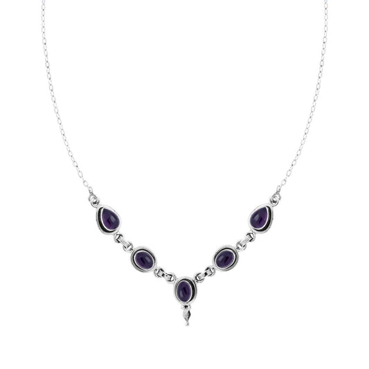 Collana Etnica Thailandese Catena Forzatina con Pietre Naturali Tanzanite in ARGENTO 925