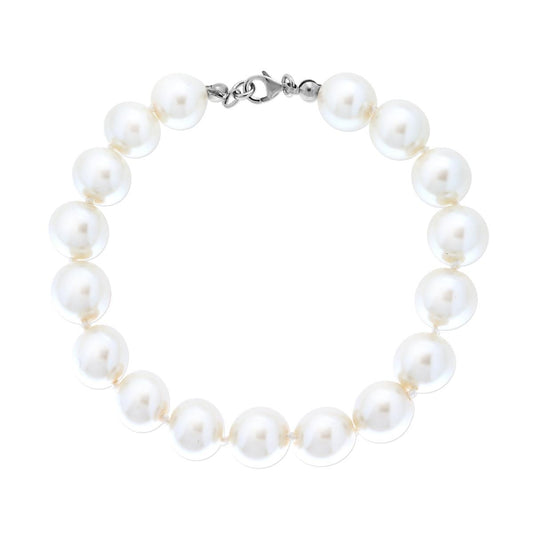 Bracciale Perla Kultra 10 mm Vetro perlato con accessori in metallo e Chiusura in ARGENTO 925 Galvanica Rodio