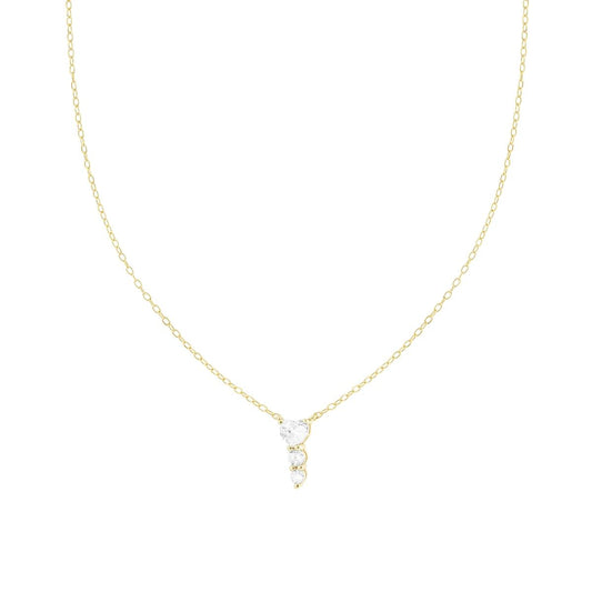 Collana catena Forzatina Diamantata con Trilogy Cuore Cubic Zirconia Bianchi in ARGENTO 925 Galvanica Oro