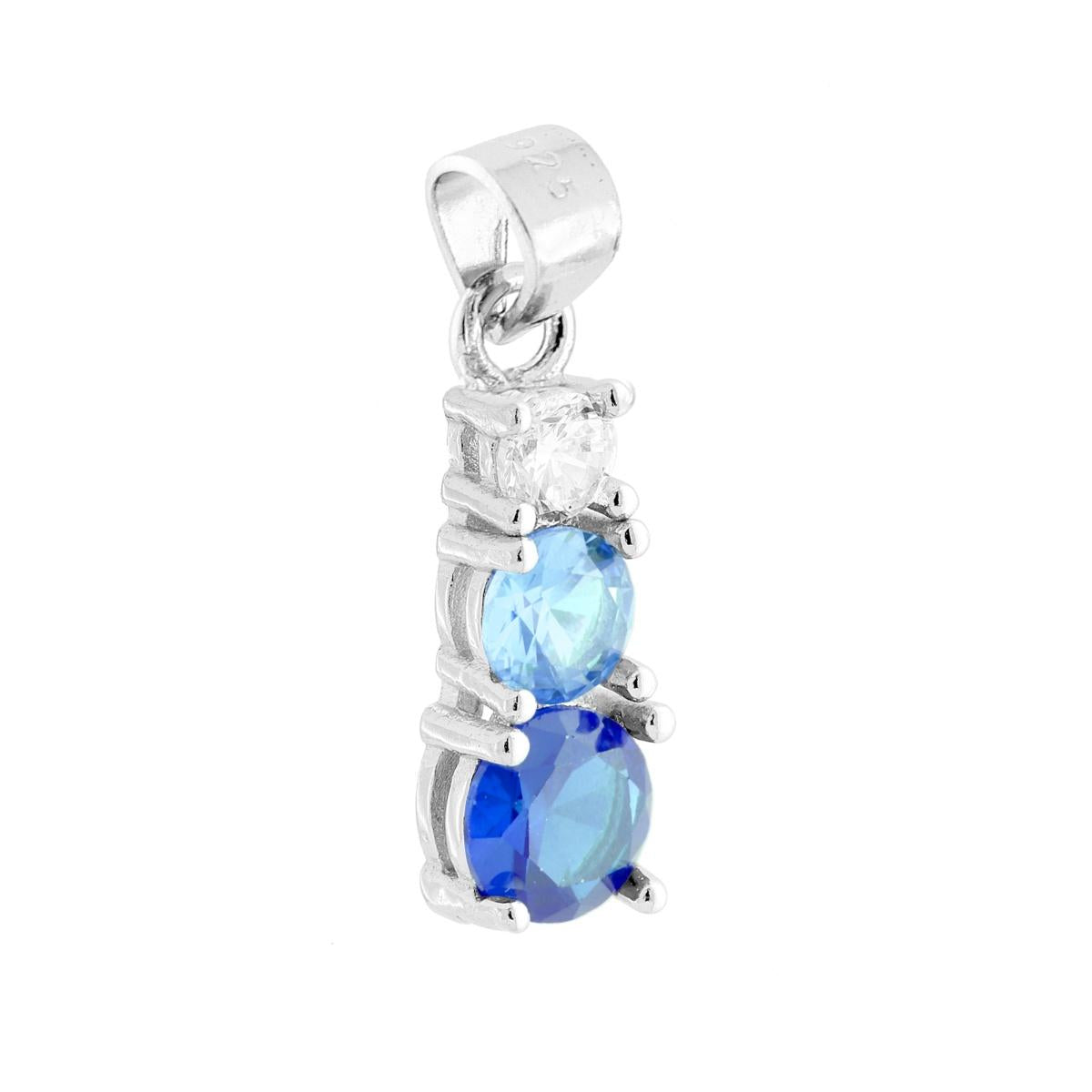 Ciondolo Trilogy con Cubic Zirconia Blu Zaffiro Degrade in ARGENTO 925 Galvanica Rodio